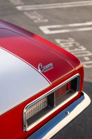 1968 Chevy Camaro SS Red White Vinyl Wrap Trunk Badge Taillight Detail, by Wrap Labs, Westlake Village