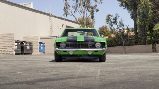 1969 Chevrolet Camaro Z28 Green Black Stripes Vinyl Wrap Front Head On, by Wrap Labs, Westlake Village