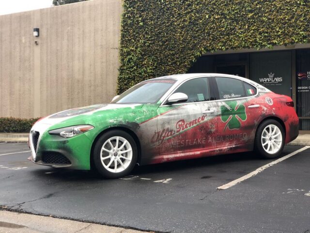Alfa Romeo Giulia Italian Flag Color Paint Protection Film Side, by Wrap Labs, Westlake Village