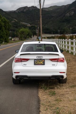 Audi A3 Gloss White PPF Rear Straight Countryside Road, by Wrap Labs, Westlake Village