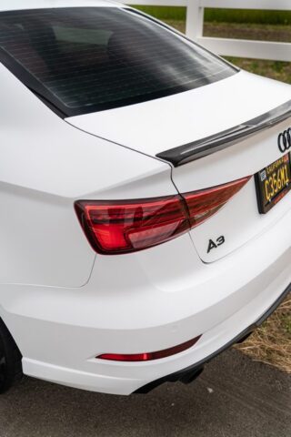 Audi A3 Gloss White PPF Rear Taillight A3 Badge Detail, by Wrap Labs, Westlake Village