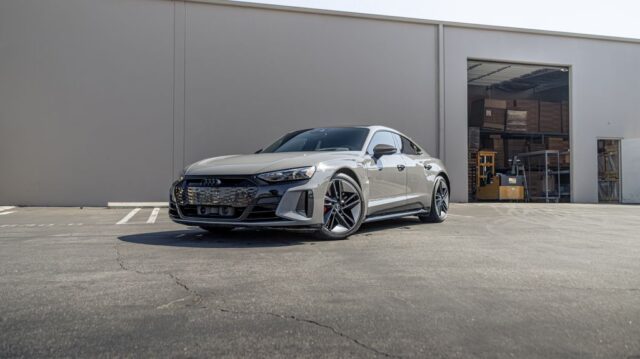 Audi RS e tron GT Grey PPF Front 3Quarter Black Wheels, by Wrap Labs, Westlake Village