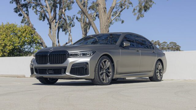 BMW 7 Series M760i Matte Gray PPF Front 3 4 Open Sky, by Wrap Labs, Westlake Village