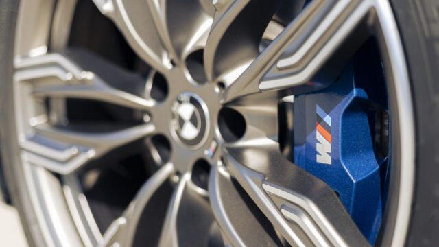 BMW 7 Series M760i Matte Gray PPF Wheel Blue M Brake Caliper Closeup, by Wrap Labs, Westlake Village