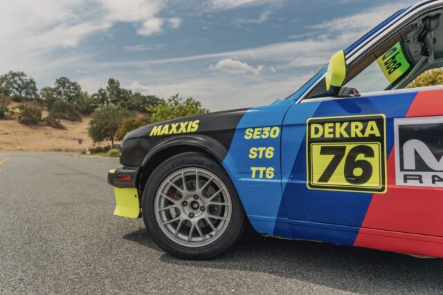 BMW E30 Race Car Full Livery Vinyl Wrap Front Wheel Fender Detail, by Wrap Labs, Westlake Village