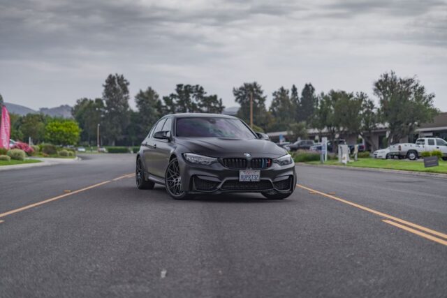 BMW M3 Matte Black Vinyl Wrap Front, by Wrap Labs, Westlake Village