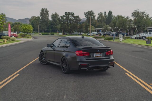 BMW M3 Matte Black Vinyl Wrap Rear, by Wrap Labs, Westlake Village