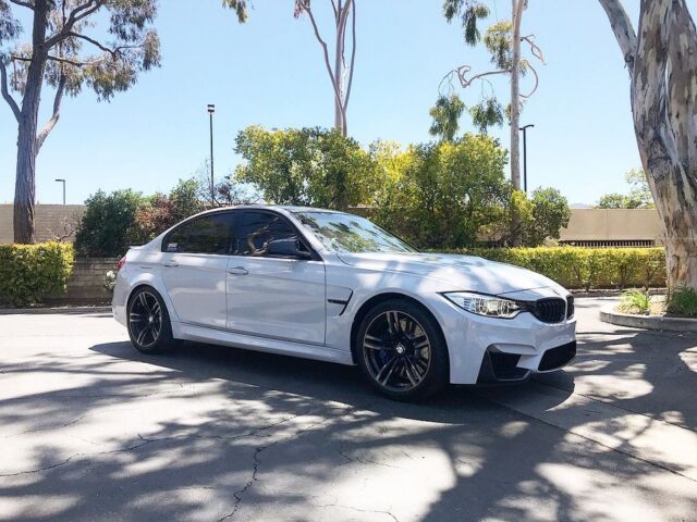 BMW M3 White PPF Black Wheels Side Profile Parking Lot, by Wrap Labs, Westlake Village