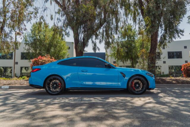 BMW M4 Competition Laguna Seca Blue Paint Protection Film Side Profile, by Wrap Labs, Westlake Village