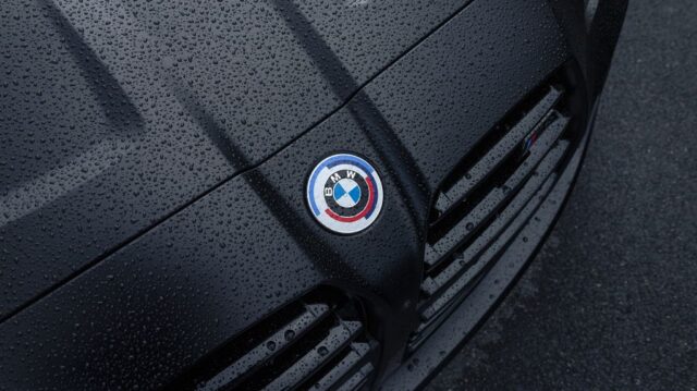 BMW M4 Convertible Matte Black PPF BMW M Heritage Badge Rain Drops Detail, by Wrap Labs, Westlake Village