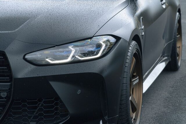 BMW M4 Convertible Matte Black PPF Bronze Wheels Headlight Fender Rain Drops Detail, by Wrap Labs, Westlake Village