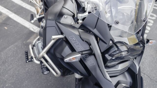 BMW R1250 GS Adventure Matte Black Vinyl Wrap Front Headlight Fairing Detail, by Wrap Labs, Westlake Village