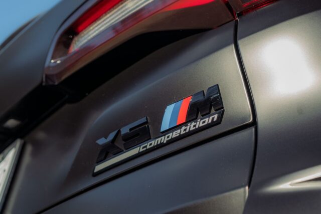 BMW X5 M Competition Matte Black Vinyl Wrap Badge Detail, by Wrap Labs, Westlake Village
