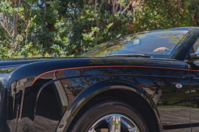 Bentley Azure Black PPF Orange Accent Pinstripe Fender Roof Side Detail, by Wrap Labs, Westlake Village