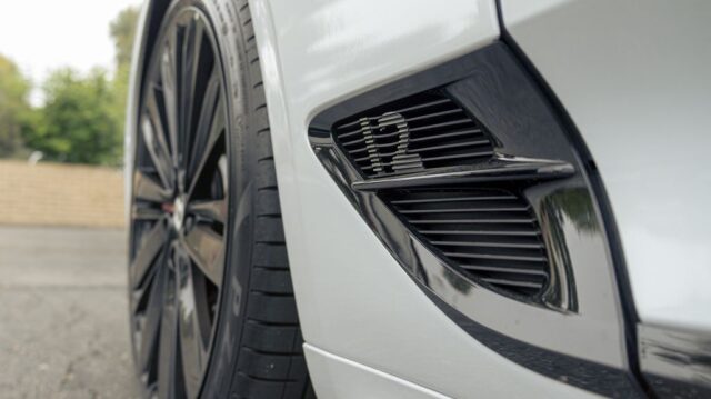 Bentley Continental GTC Speed White PPF Fender Vent W12 Badge Detail, by Wrap Labs, Westlake Village