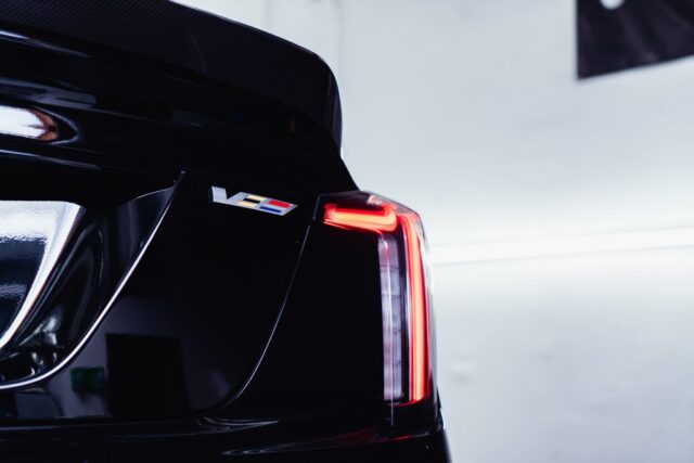 Cadillac CT5 V Blackwing Gloss Black PPF V Series Taillight Carbon Spoiler Detail WrapLabs Shop, by Wrap Labs, Westlake Village