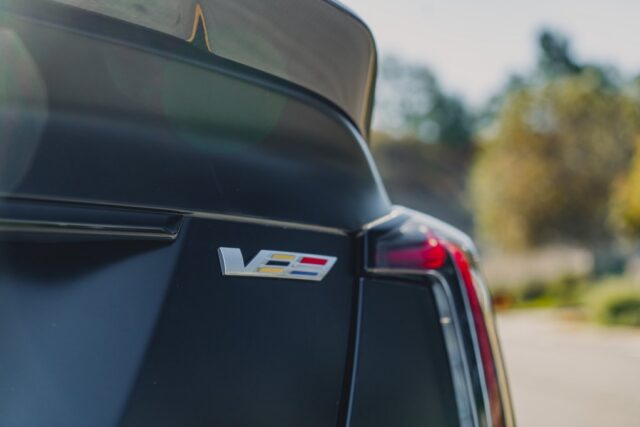 Cadillac CT5 V Blackwing Matte Black Vinyl Wrap V Series Taillight Spoiler Detail Street, by Wrap Labs, Westlake Village