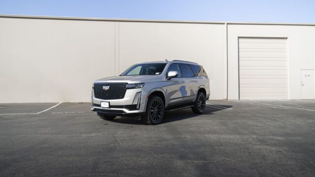 Cadillac Escalade Silver PPF Black Wheels Front 3Quarter, by Wrap Labs, Westlake Village