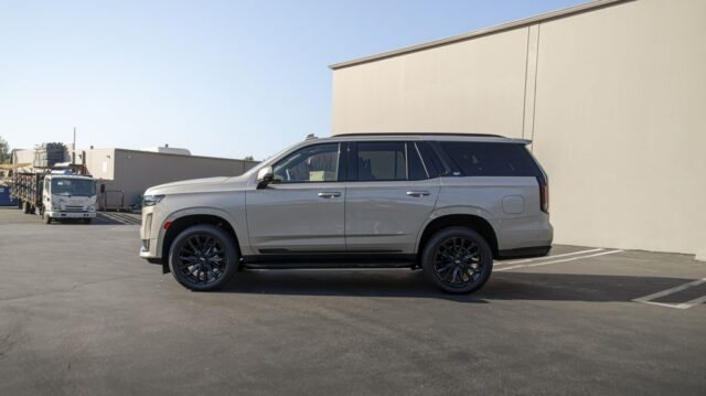Cadillac Escalade Silver PPF Black Wheels Side Profile, by Wrap Labs, Westlake Village