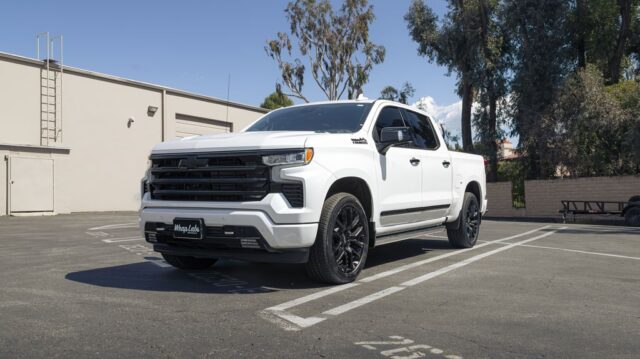 Chevrolet Silverado High Country White PPF Black Accents Front 3Quarter, by Wrap Labs, Westlake Village