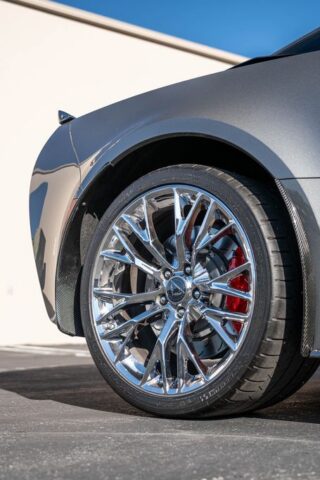 Corvette Z06 Grey PPF Front Wheel Chrome Red Brake Detail, by Wrap Labs, Westlake Village