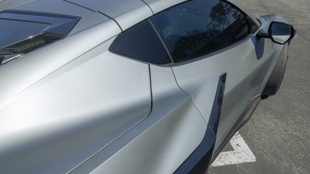 Corvette Z06 Satin Grey PPF Roof Quarter Panel Window Tint Detail, by Wrap Labs, Westlake Village
