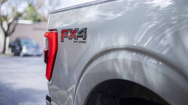 Ford F 150 FX4 White PPF FX4 Off Road Taillight Bed Badge Detail, by Wrap Labs, Westlake Village