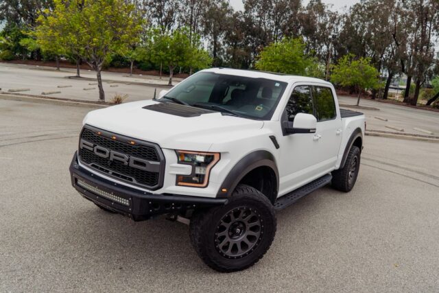 Ford F150 Raptor White PPF Lift Kit Front 3Quarter B, by Wrap Labs, Westlake Village