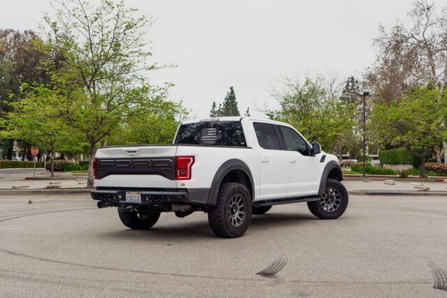 Ford F150 Raptor White PPF Lift Kit Rear 3Quarter, by Wrap Labs, Westlake Village