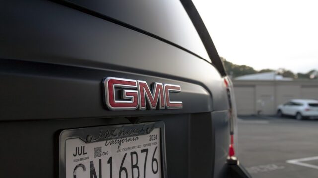GMC Yukon Matte Black Vinyl Wrap Rear Badge Detail, by Wrap Labs, Westlake Village