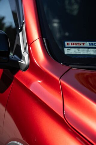 Honda Pilot TrailSport Red Orange PPF A Pillar Mirror Detail, by Wrap Labs, Westlake Village