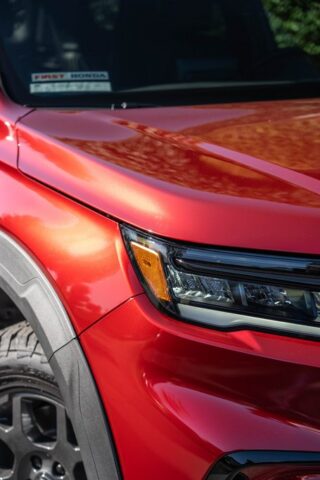 Honda Pilot TrailSport Red Orange PPF Front Headlight Detail, by Wrap Labs, Westlake Village