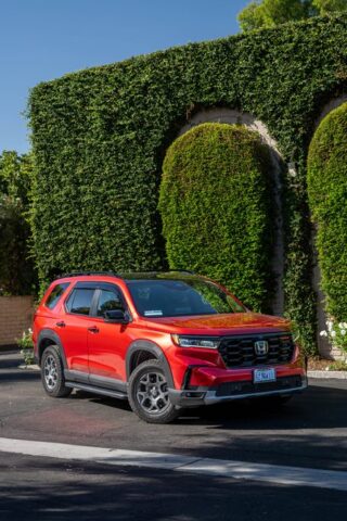 Honda Pilot TrailSport Red Orange PPF Full Car Front Three Quarter, by Wrap Labs, Westlake Village