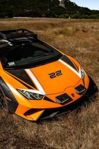 Lamborghini Huracan Sterrato Orange Vinyl Wrap Hood Detail Front, by Wrap Labs, Westlake Village
