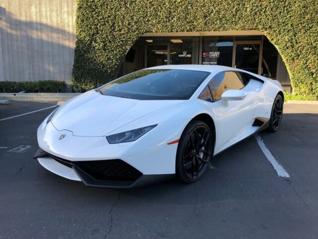 Lamborghini Huracan White PPF Front Three Quarter WrapLabs Shop, by Wrap Labs, Westlake Village