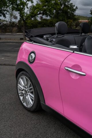 MINI Cooper Convertible Pink Color Paint Protection Film Door Side Detail, by Wrap Labs, Westlake Village