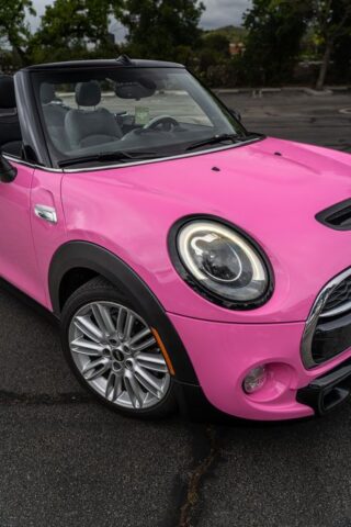 MINI Cooper Convertible Pink Color Paint Protection Film Headlight Front Detail, by Wrap Labs, Westlake Village