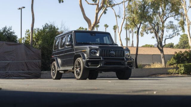 Mercedes AMG G63 Matte Grey PPF Full Car Front Three Quarter Street, by Wrap Labs, Westlake Village