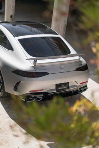 Mercedes AMG GT63S Matte Silver PPF Rear Top Down, by Wrap Labs, Westlake Village