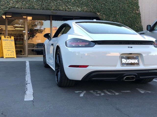 Porsche 718 Cayman White PPF Rear WrapLabs Shop, by Wrap Labs, Westlake Village