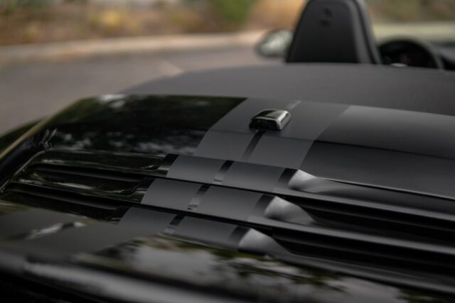 Porsche 911 Black Vinyl Wrap Hood Stripe Detail, by Wrap Labs, Westlake Village