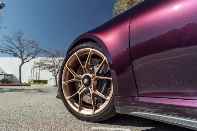 Porsche 911 GT3 992 Viola Purple Paint Protection Film Gold Wheel Detail, by Wrap Labs, Westlake Village