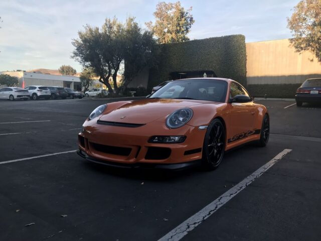 Porsche 911 GT3 S Orange Vinyl Wrap Front 3 4, by Wrap Labs, Westlake Village