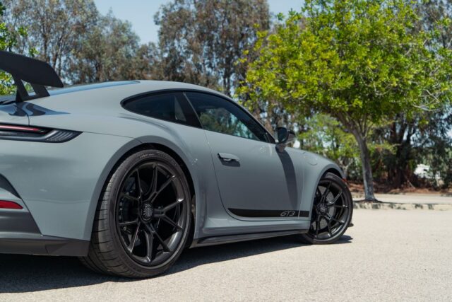 Porsche 911 GT3 Slate Grey PPF Rear Quarter GT3 Badge Detail, by Wrap Labs, Westlake Village