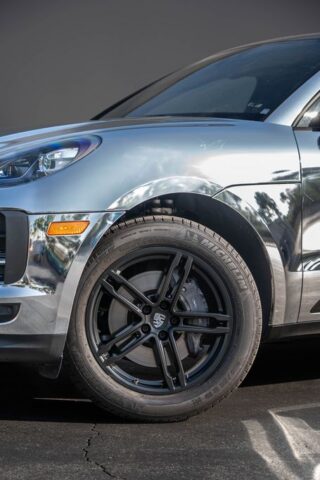 Porsche Macan Chrome Silver Vinyl Wrap Front Wheel Fender Detail, by Wrap Labs, Westlake Village