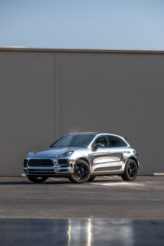 Porsche Macan Chrome Silver Vinyl Wrap Full Car Front, by Wrap Labs, Westlake Village