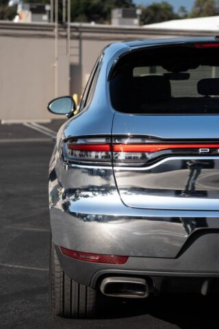 Porsche Macan Chrome Silver Vinyl Wrap Rear Taillight Detail, by Wrap Labs, Westlake Village