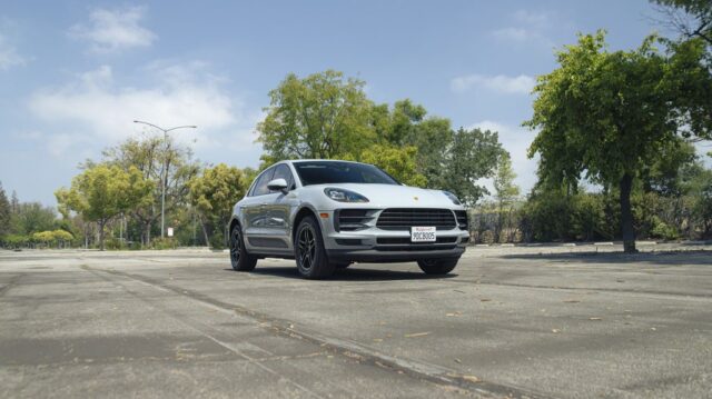 Porsche Macan Silver PPF Front Low Angle Open Sky, by Wrap Labs, Westlake Village