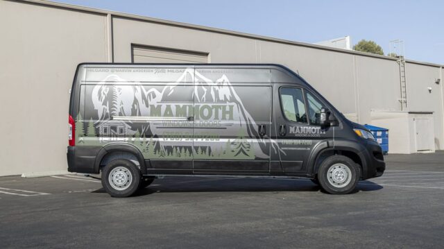RAM ProMaster Van Full Commercial Vinyl Wrap Mammoth Windows Doors Business Side Profile, by Wrap Labs, Westlake Village