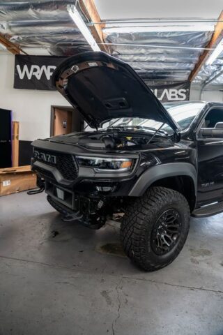 Ram TRX Black Vinyl Wrap Air Filter Engine Detail, by Wrap Labs, Westlake Village